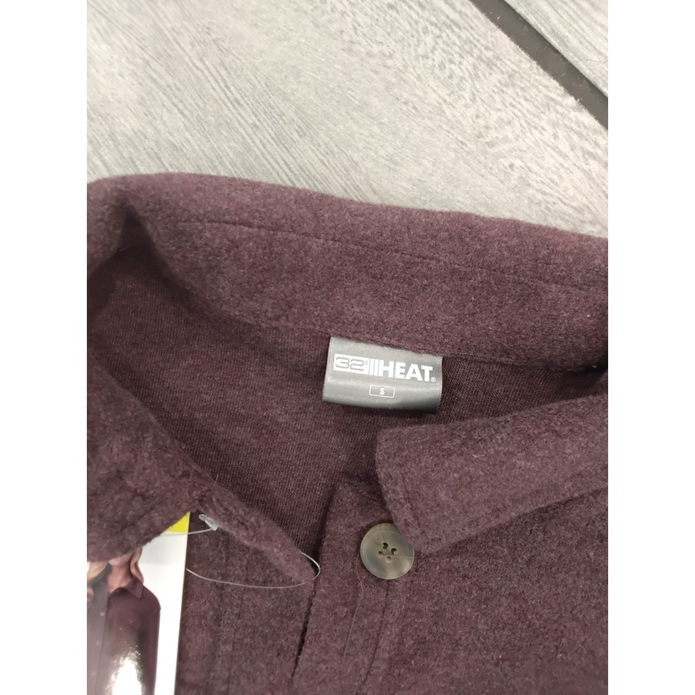 32 Degrees Heat Plum Heather Fleece Button Up Shirt Jacket Shacket Sm-New - Picture 4 of 6